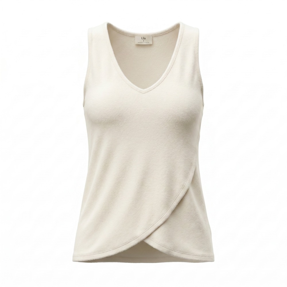 t.la Anthropologie Tank Top M White V-Neck Tulip Hem Minimalist Boho Casual EUC